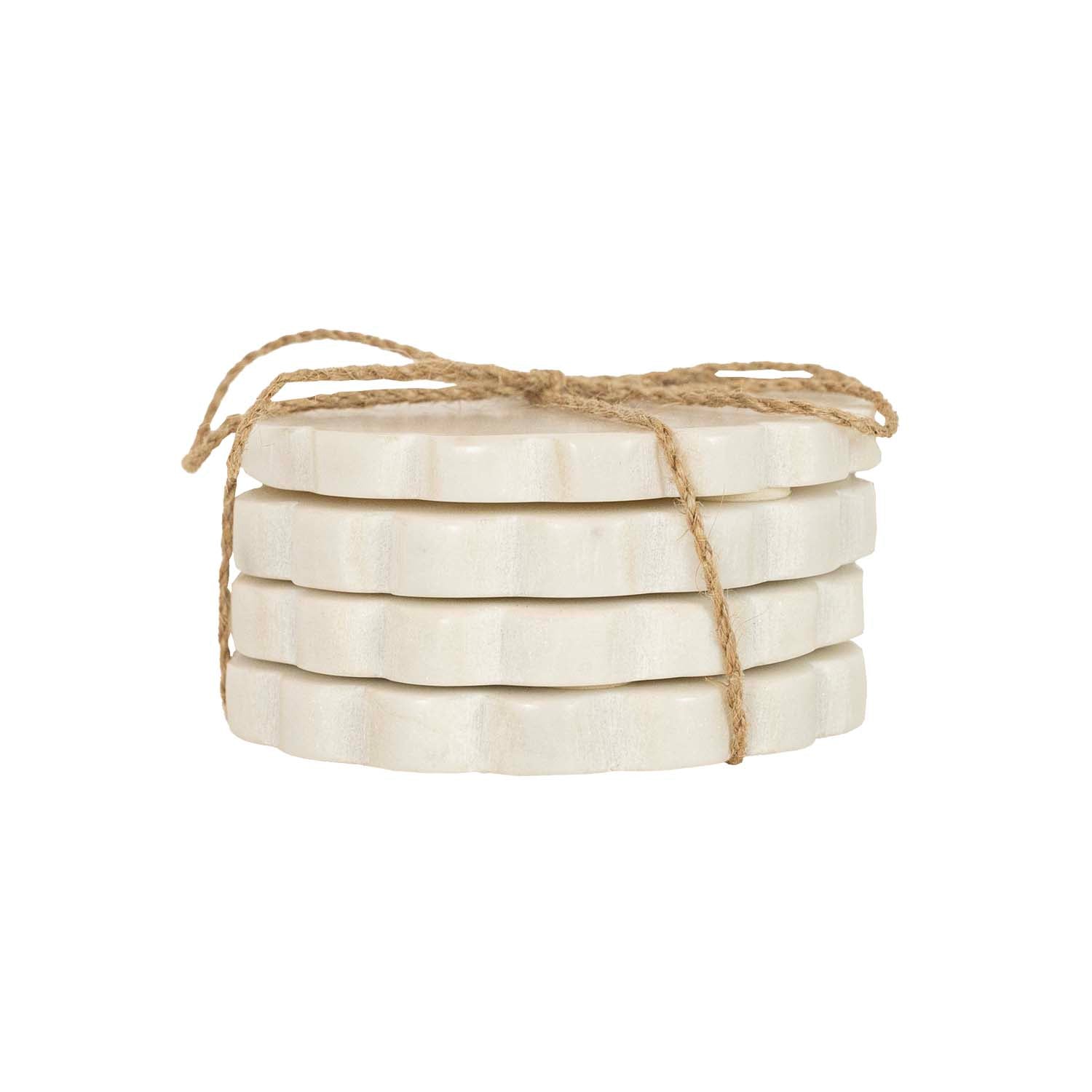 EMERY SCALLOP EDGE SET OF 3 COASTER SET MARBLE, JUTE TIE (MIN 2)