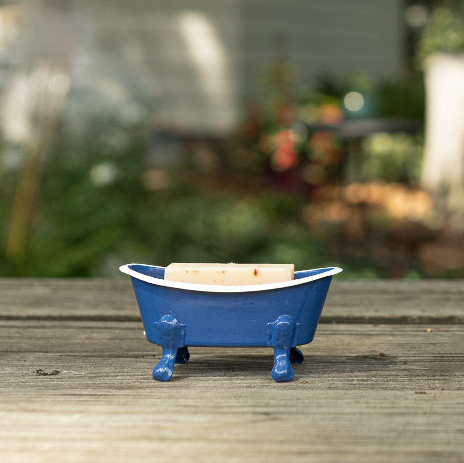 BLUE ENAMEL BATHTUB METAL SOAP DISH (MIN 3)