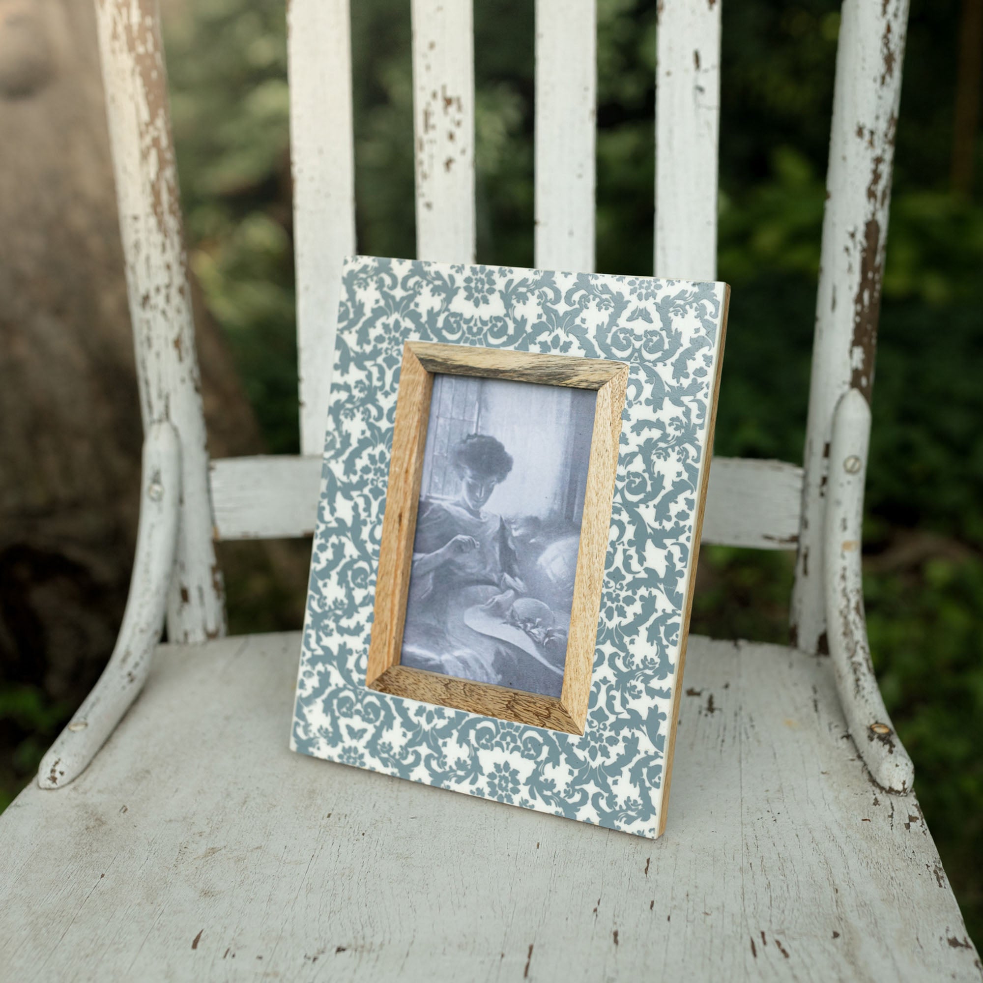 4X6 PHOTO SYLVIE DAMASK PICTURE FRAME RESIN WOOD BLUE (MIN 2)