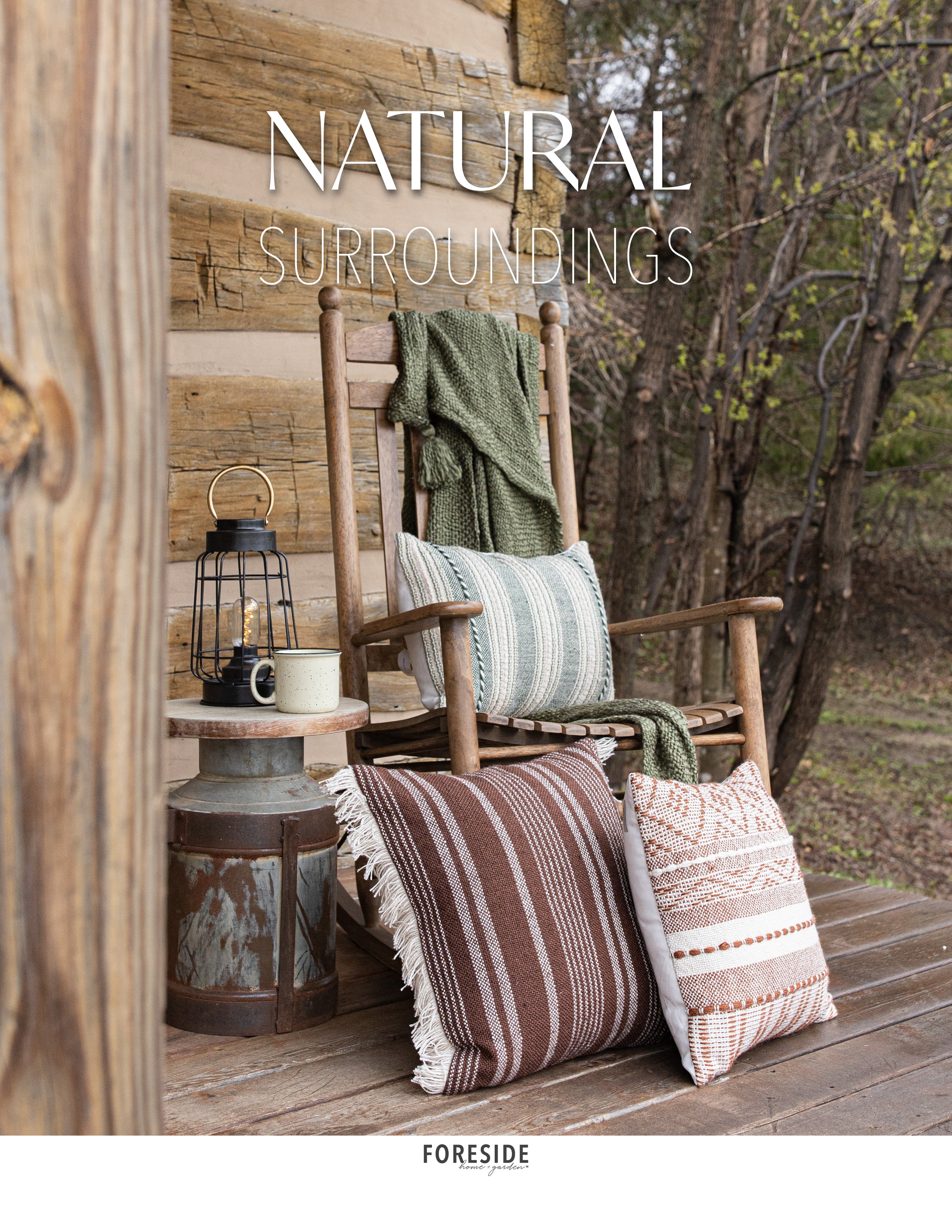 Foreside Home and Garden Trend Book Cover image with chair and cabin style pillows